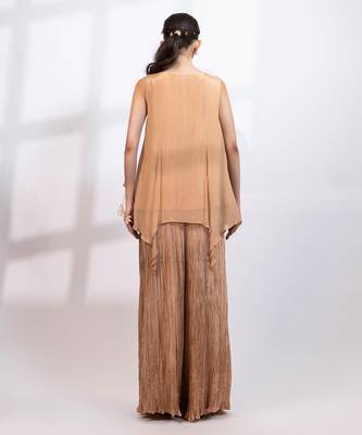 Beige embroidered chinon co ord set 5