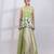 Pista green embroidered organza silk co ord set