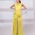 Lime yellow embroidered organza chinon co ord set