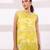 Lime yellow embroidered organza chinon co ord set