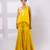 Mustard yellow embroidered chinon silk co ord set
