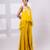 Mustard yellow embroidered chinon silk co ord set
