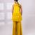Mustard yellow embroidered chinon silk co ord set