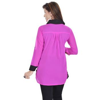 Pink Chiffon Women Shirt with Black Inner 2