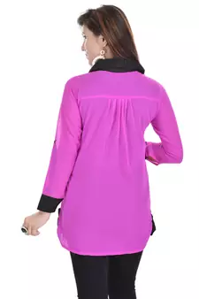 Pink Chiffon Women Shirt with Black Inner