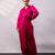 Fuchsia pink embroidered satin co ord set