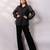 Black embroidered organza co ord set