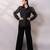Black embroidered organza co ord set