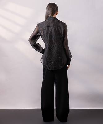 Black embroidered organza co ord set 5