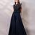 Navy blue organza chinon jumpsuit cape set