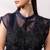 Navy blue organza chinon jumpsuit cape set