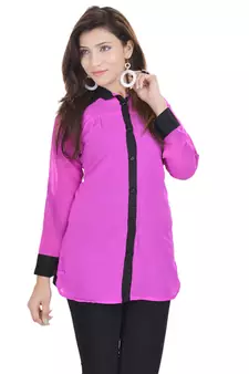 Pink Chiffon Women Shirt with Black Inner