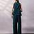 Emerald green embroidered art silk co ord set