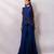Midnight blue embroidered chinon silk co ord set