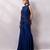 Midnight blue embroidered chinon silk co ord set
