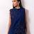 Midnight blue embroidered chinon silk co ord set