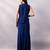 Midnight blue embroidered chinon silk co ord set