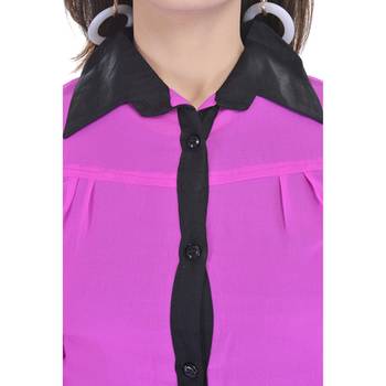 Pink Chiffon Women Shirt with Black Inner 4