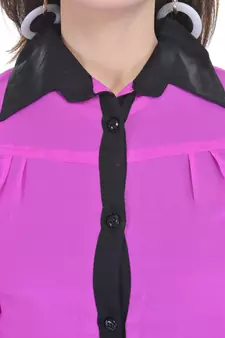 Pink Chiffon Women Shirt with Black Inner