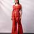 Rust orange embroidered silk organza co ord set