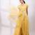 Marigold yellow chinon organza jumpsuit cape set