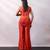 Rust orange embroidered silk organza co ord set