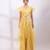 Marigold yellow chinon organza jumpsuit cape set