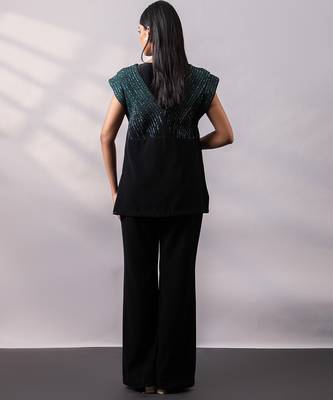 Black embroidered art silk co ord set 4