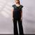 Black embroidered art silk co ord set