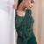 Emerald green embroidered silk organza co ord set