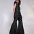 Black embroidered silk chinon co ord set