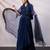Navy blue embroidered chinon organza co ord set