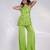Lime green embroidered silk chinon co ord set