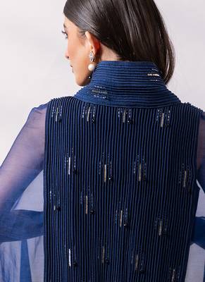 Navy blue embroidered chinon organza co ord set 5