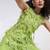 Lime green embroidered silk chinon co ord set