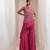 Magenta pink embroidered chinon co ord set