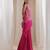 Magenta pink embroidered chinon co ord set