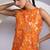 Tangerine orange embroidered crepe chinon co ord set