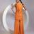 Tangerine orange embroidered crepe chinon co ord set