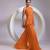 Tangerine orange embroidered crepe chinon co ord set