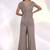 Taupe beige embroidered chinon silk co ord set