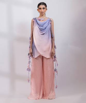 Lavender pink ombre modal satin co ord set 1