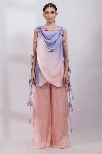 Lavender pink ombre modal satin co ord set