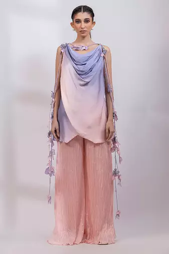 Lavender pink ombre modal satin co ord set