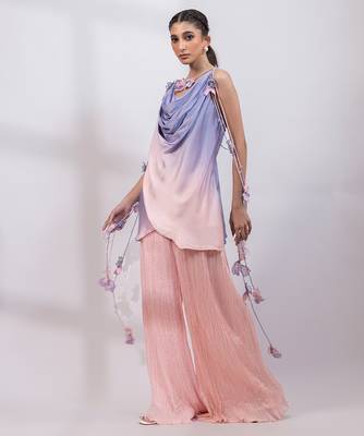 Lavender pink ombre modal satin co ord set 2