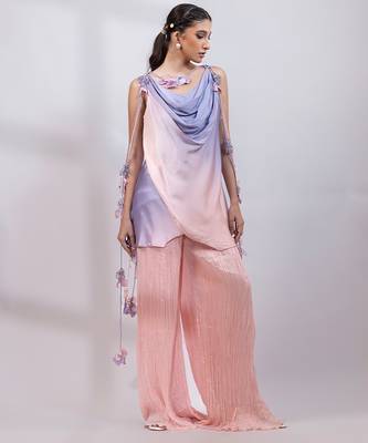 Lavender pink ombre modal satin co ord set 3