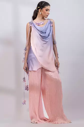 Lavender pink ombre modal satin co ord set