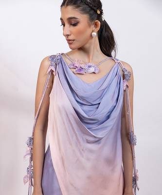 Lavender pink ombre modal satin co ord set 4