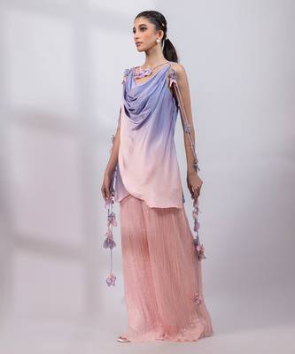 Lavender pink ombre modal satin co ord set 5