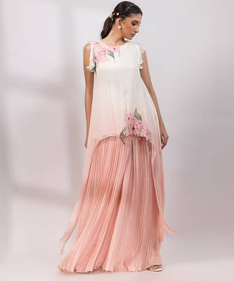 Ivory rose ombre embroidered chinon co ord set 1